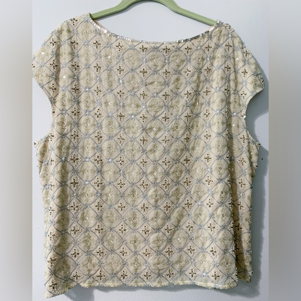 Talbots Cream Patterned Blouse - Picture 5 of 7